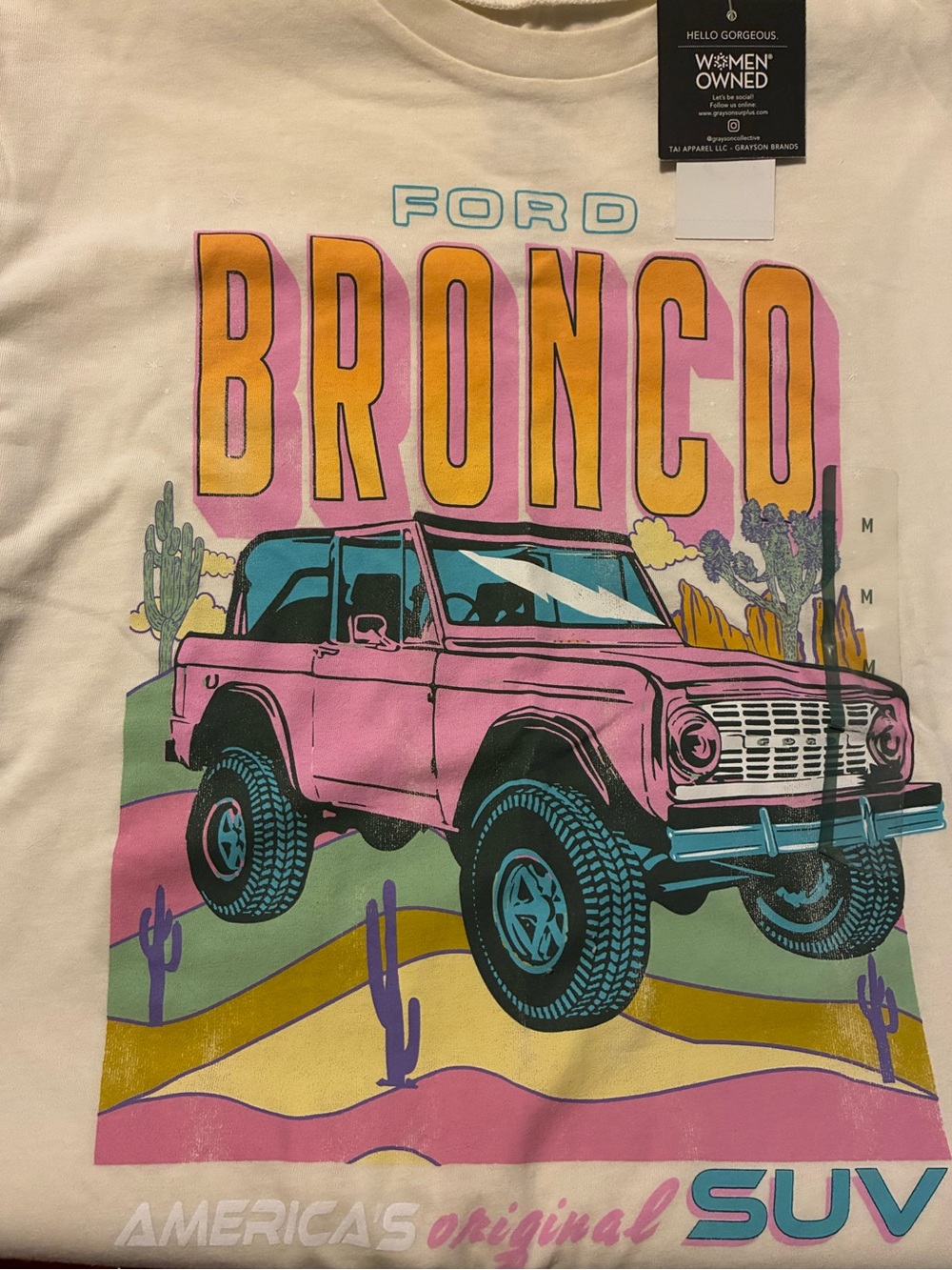 Ford Pink & Teal Bronco Sunset Graphic Tee (WOMEN OWNED)